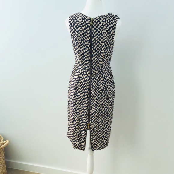 WHISTLES size 8 fitted sleeveless dress in blue and cream silk - Picture 12 of 13